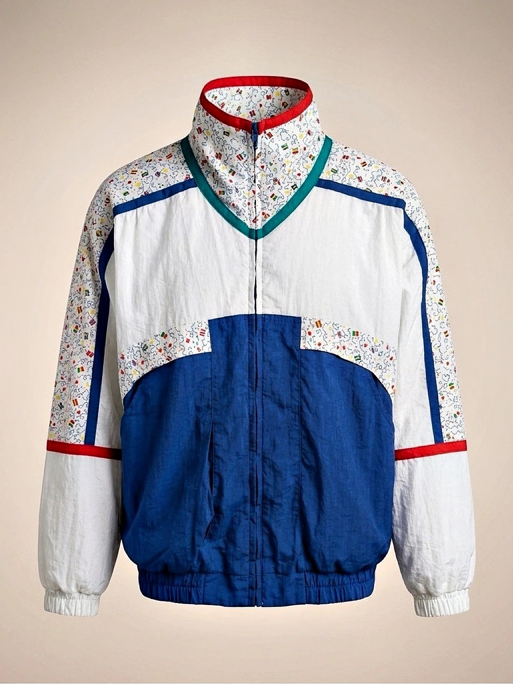 duffel Color Block Windbreaker in Blue & White